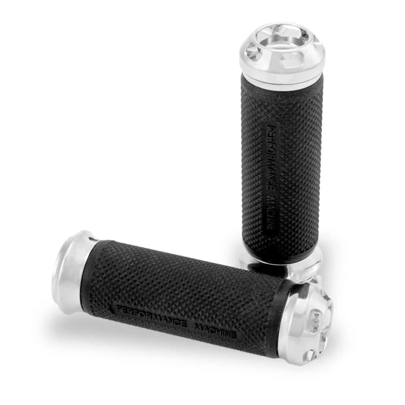 Performance Machine Handle Grip Set - Apex Cable - Chrome - Side View