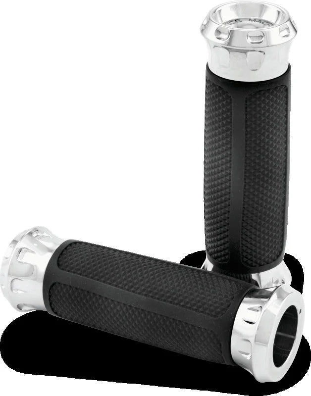 Performance Machine Handle Grip Set Overdrive - Chrome - Side View