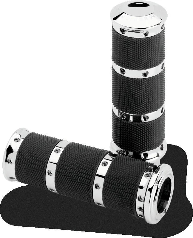 Performance Machine Handle Grip Set- XL Rubber 2K8 - Chrome - Side View