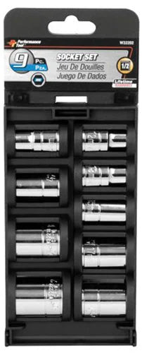 Performance Tool 9PC 1/2" DR MET SOCKET SET W32202