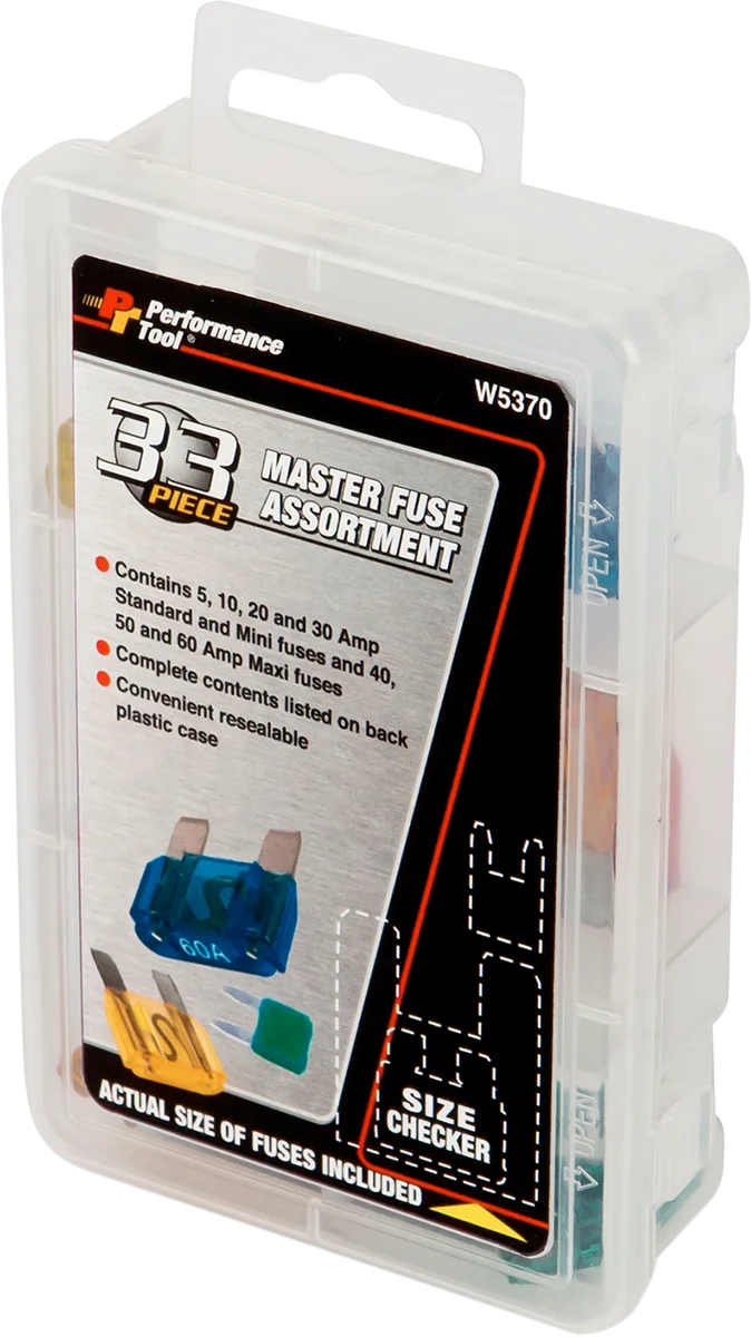 Performance Tool Fuse Assortment - Master - 33 Pack W5370 - Side View