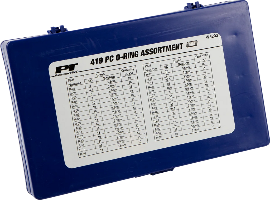 Performance Tool O-Ring Assortment - Metric - 419-Piece W5203 - Side View