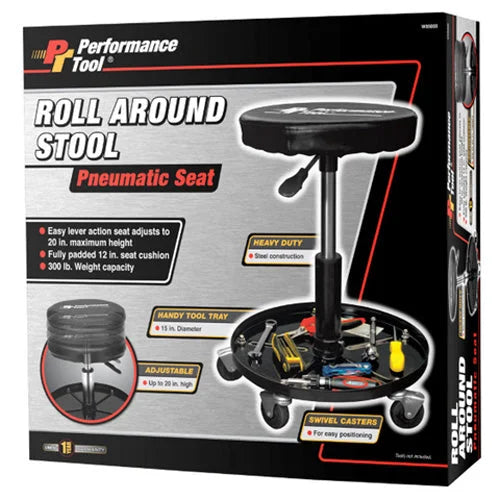 Performance Tool ROLL AROUND STOOL W85008 - Side View