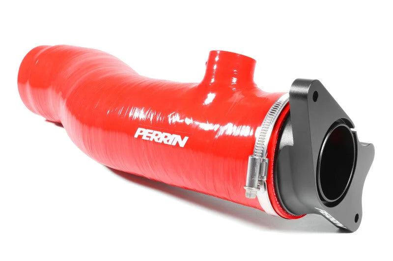 Perrin Performance Long Type Turbo Inlet Hose - Red fits 2022+ Subaru WRX - Back View