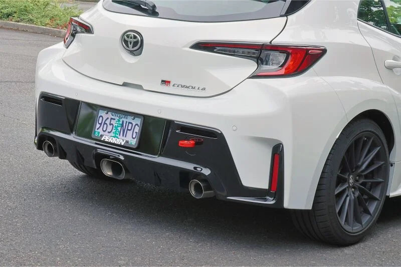 Perrin Performance Rear Tow Hook - Red fits 2023-2026 Toyota GR Corolla - Installation View