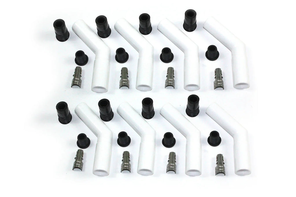 Pertronix Ceramic Spark Plug Boot Kit 45-Deg 8pk White 8503HT-8