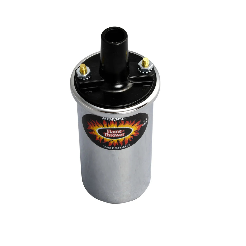 Pertronix Coil Flame-Thrower (1.5 ohm) chrome 40001 - Angled View