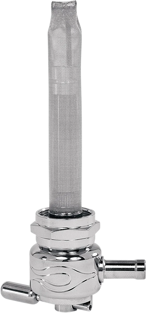 Pingel Round Fuel Valve - Flamed Chrome - 22 mm 6311-CF - Main Product View