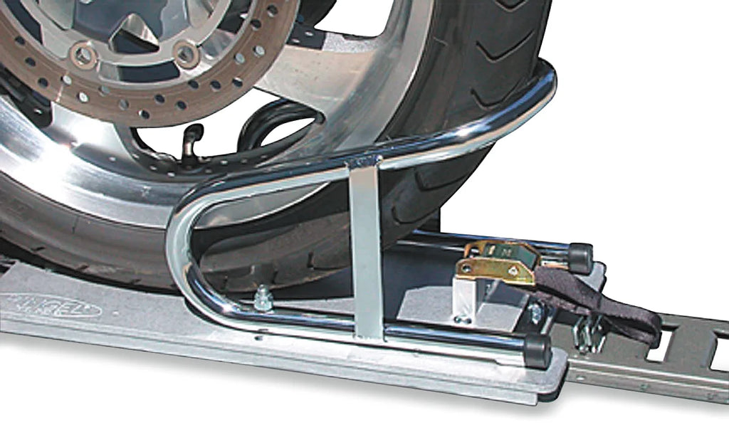 Pingel Wheel Chock - Series E-Track - Floor Mount - Removable - Chrome - 6-1/2" WC65EF - Side View