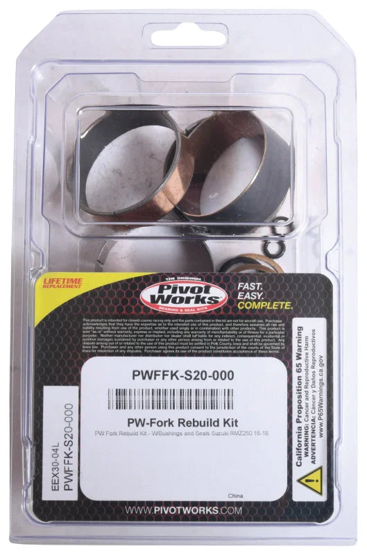 Pivot Works 16-18 Suzuki RMZ250 Fork Rebuild Kit - W/Bushings & Seals - Side View