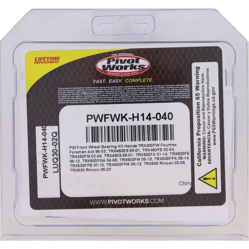 Pivot Works 95-03 Honda TRX400FW Fourtrax Foreman 4x4 - Front Wheel Bearing Kit - Installation View