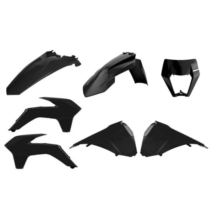 Polisport Plastics Restyled Body Kit - With Headlight Mask - Black - EXC/EXC-F 90880