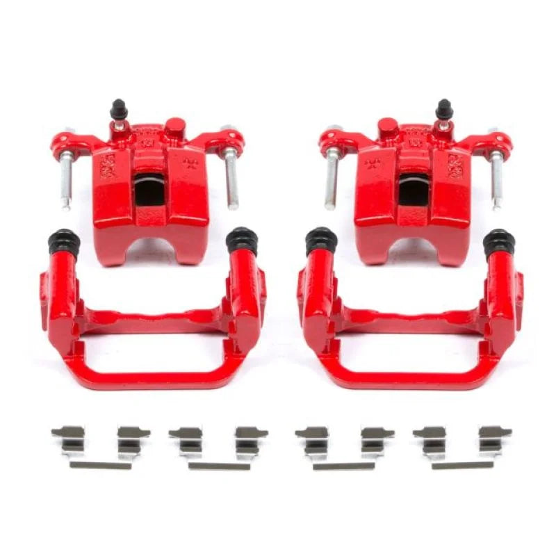 Power Stop 03-05 Infiniti G35 Rear Red Calipers w/Brackets - Pair - Main Product View