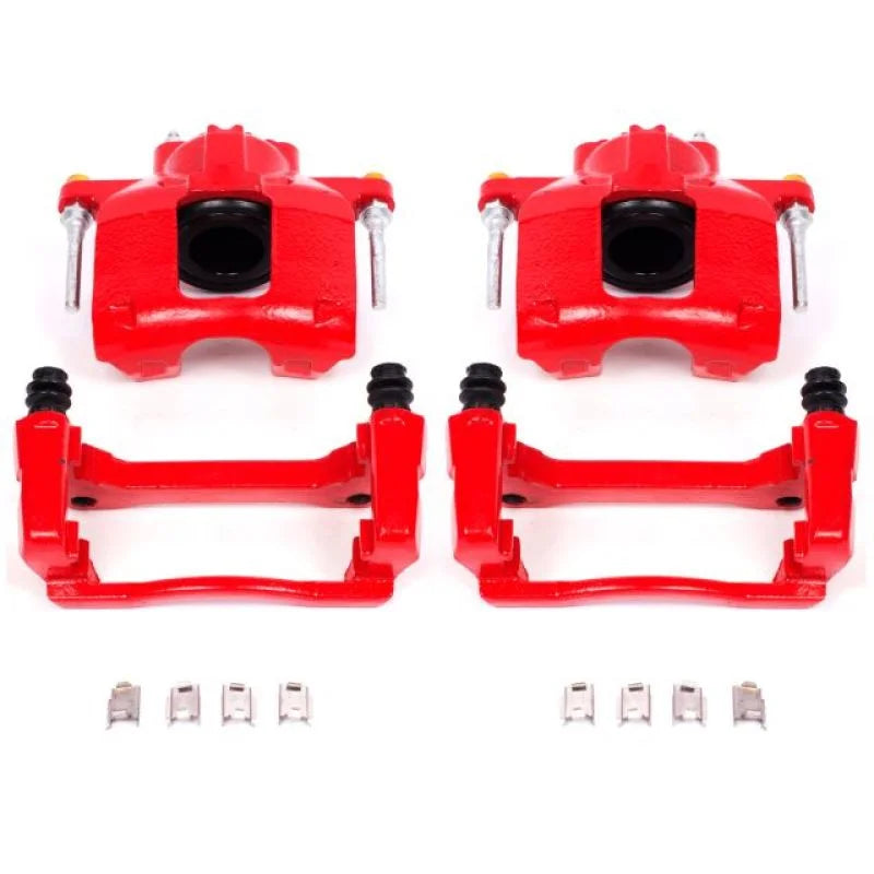 Power Stop 07-18 Jeep Wrangler JK Front Red Calipers w/Brackets - Pair - Main Product View