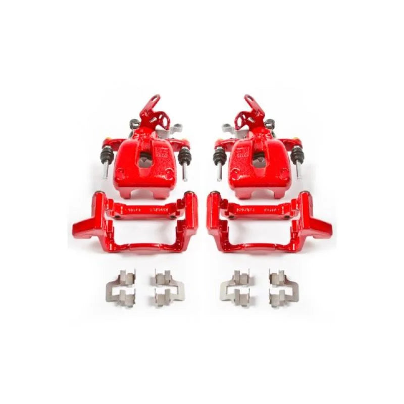 Power Stop 08-09 Audi A3 Rear Red Calipers w/Brackets - Pair - Main Product View