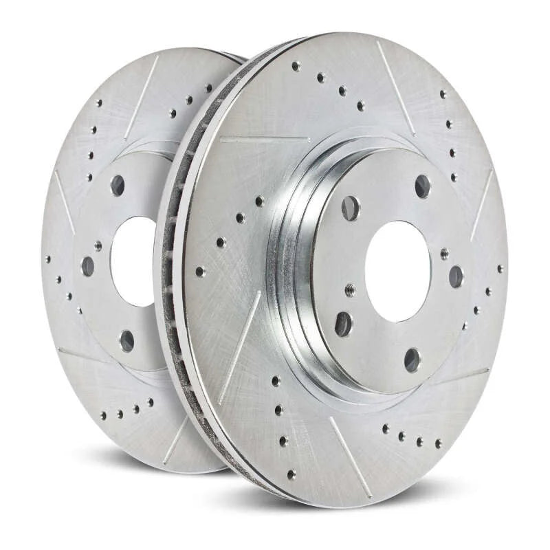 Power Stop 19-20 Chevrolet Silverado 1500 Rear Evolution Drilled & Slotted Rotors - Pair - Installation View