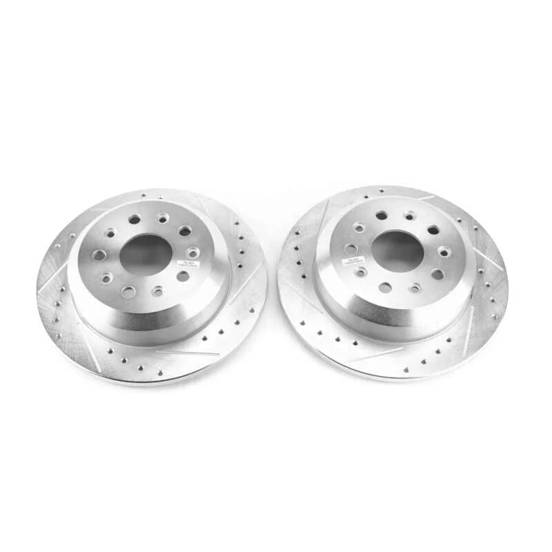 Power Stop 2018 Jeep Wrangler Rear Evolution Drilled & Slotted Rotors - Pair - Side View