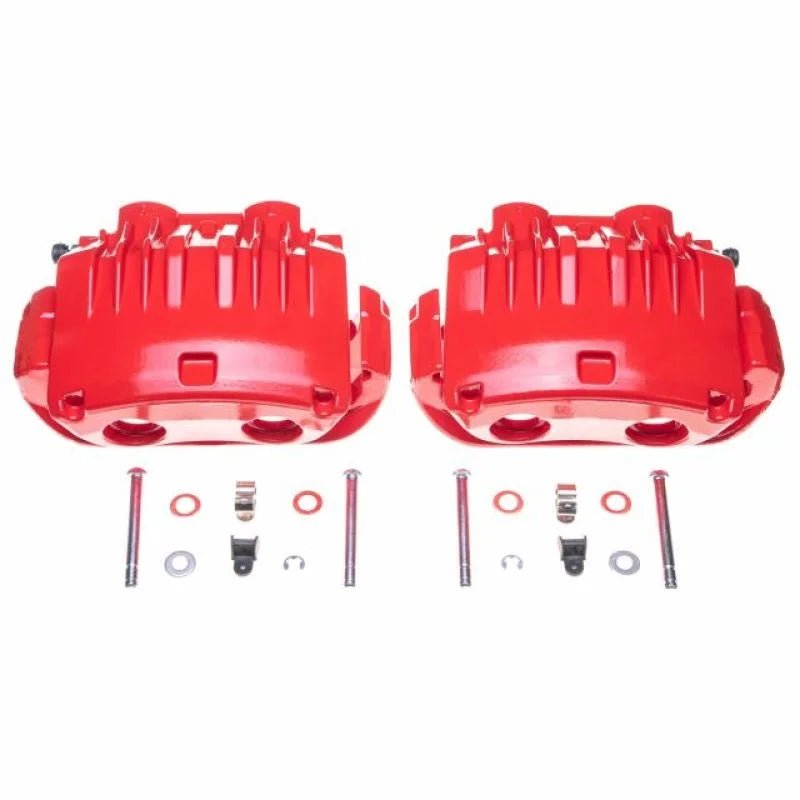 Power Stop 94-98 Ford Mustang Front Red Calipers w/Brackets - Pair - Main Product View