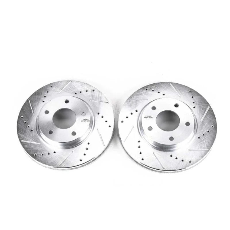 Power Stop Drilled & Slotted Front Rotors Pair fits 2003 2004 Infiniti M45 / 2002-2006 Infiniti Q45 / 2004-2009 Nissan Que...