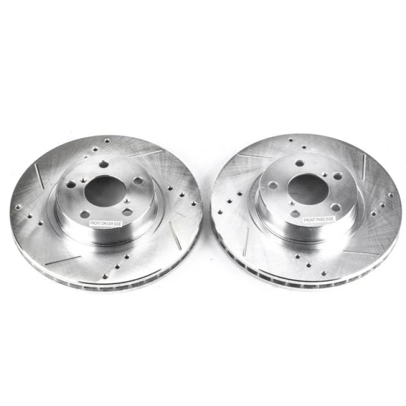 Power Stop Drilled & Slotted Rotors Pair Front fits 2005 2006 Saab 9-2x / 2013-2016 Subaru BRZ LIMITED / 2015 2016 Subaru ...