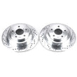 Load image into Gallery viewer, Power Stop Drilled &amp; Slotted Rotors Pair Rear fits 2005 2006 Saab 9-2x / 1999-2008 Subaru Forester / 1993 1994 Subaru Impr...