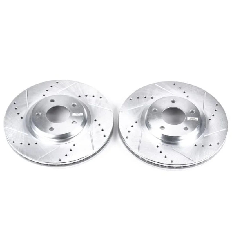 Power Stop Front Drilled & Slotted Rotors Pair fits 2003-2006 Infiniti FX35 / 2003-2006 Infiniti FX45 / 2009 2010 Infiniti...