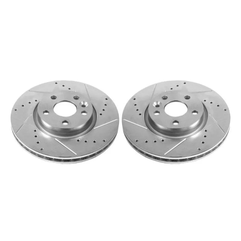 Power Stop Front Drilled & Slotted Rotors Pair fits 2012-2015 land Rover Range Rover / 2017 2018 Polestar / 2012-2018 Volv...