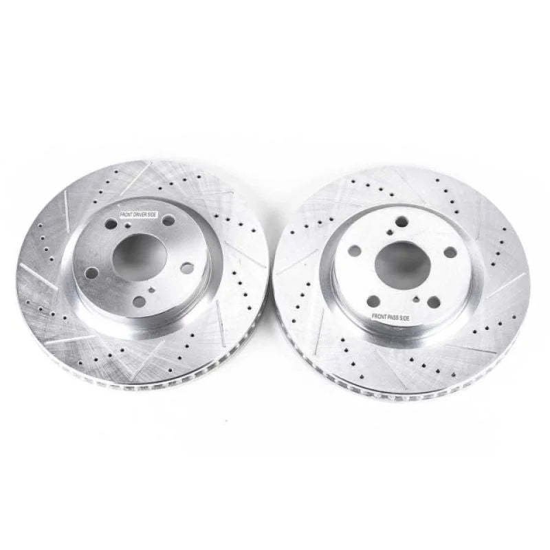 Power Stop Front Drilled & Slotted Rotors Pair fits 2013-2018 Lexus ES300H / 2007-2018 Lexus ES350 / 2009 2010 Pontiac Vib...