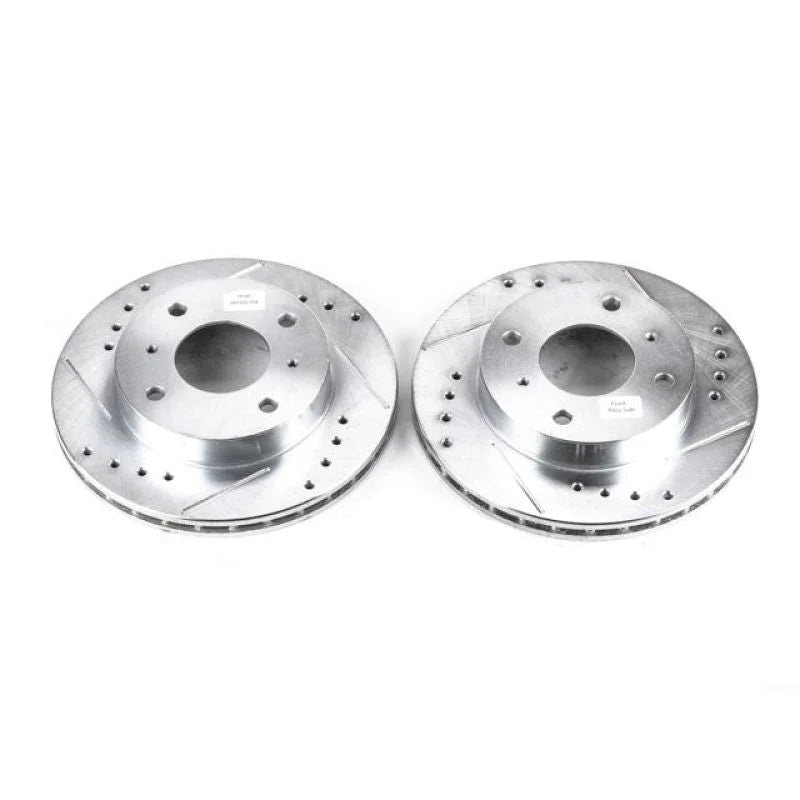 Power Stop Front Evolution Drilled & Slotted Rotors - Pair fits 1989-1996 Nissan 240SX - Main Product View