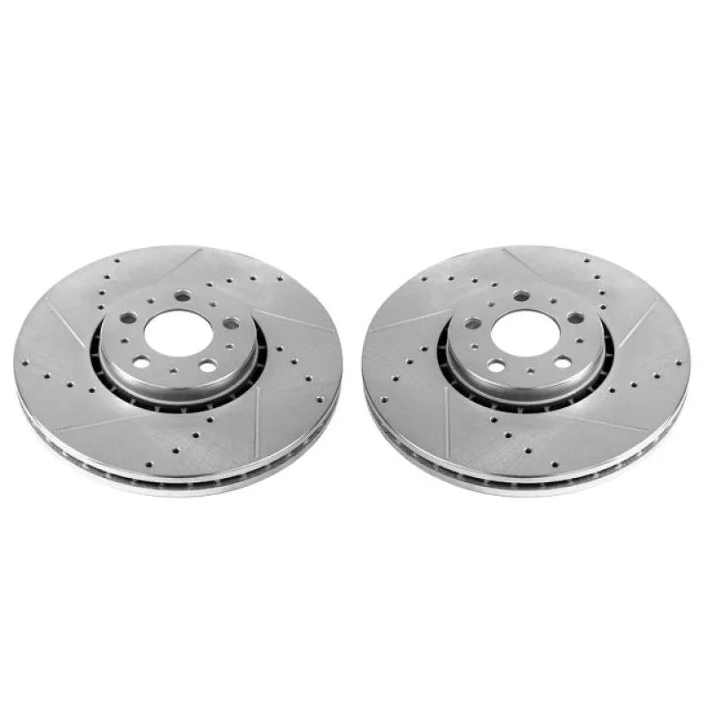 Power Stop Front Evolution Drilled & Slotted Rotors - Pair fits 2003-2014 Volvo XC90 - Main Product View