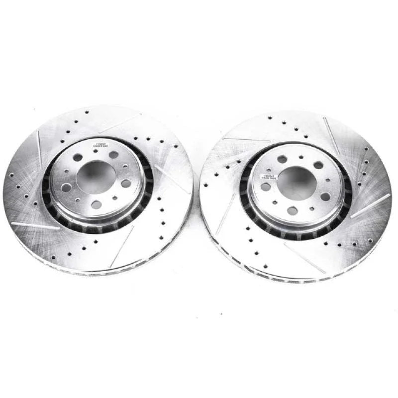 Power Stop Front Evolution Drilled & Slotted Rotors - Pair fits 2003-2014 Volvo XC90 - Main Product View