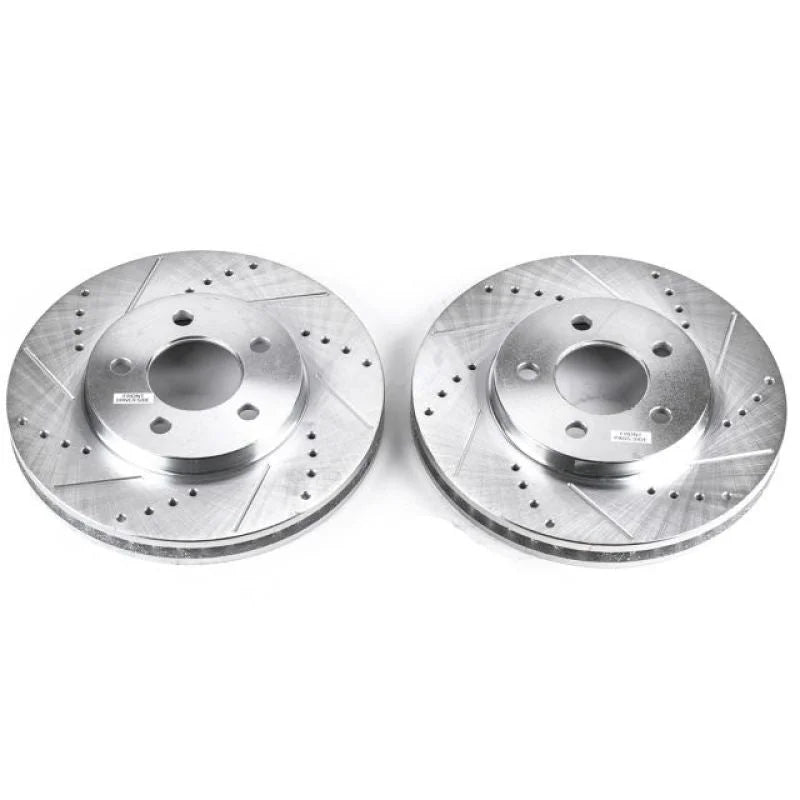 Power Stop Front Evolution Drilled & Slotted Rotors - Pair fits 2005-2010 Ford Mustang - Main Product View