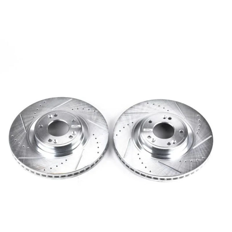Power Stop Front Evolution Drilled & Slotted Rotors - Pair fits 2009-2014 Hyundai Genesis - Main Product View