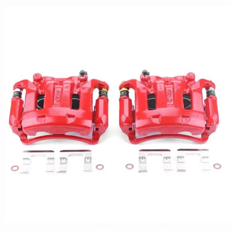 Power Stop Front Red Calipers w/Brackets - Pair fits 2000-2004 Nissan Frontier / Xterra - Main Product View