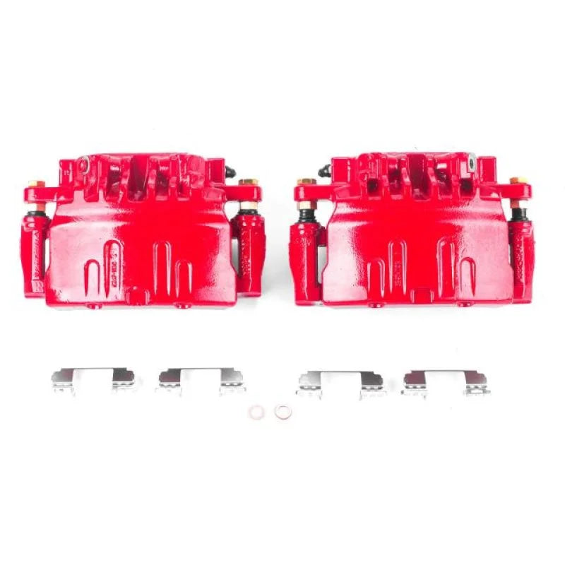Power Stop Front Red Calipers w/Brackets - Pair fits 2003-2008 Cadillac CTS / STS - Main Product View