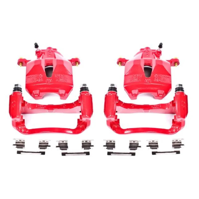Power Stop Front Red Calipers w/Brackets - Main Product View