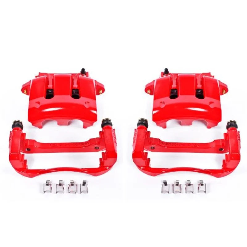 Power Stop Front Red Calipers w/Brackets - Pair fits 2005-2010 Ford Mustang - Main Product View