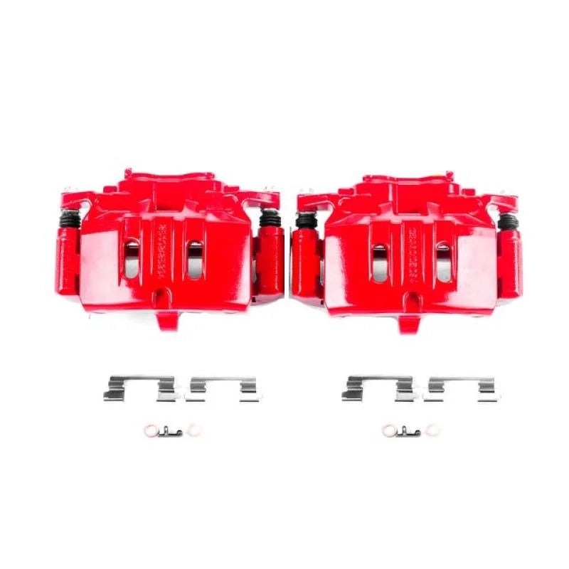 Power Stop Front Red Calipers w/Brackets - Main Product View
