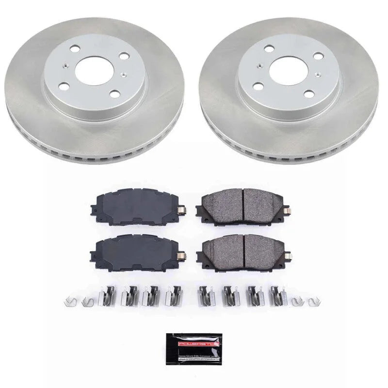 Power Stop Front Semi-Coated Rotor Kit fits 2013 Scion iQ Ev / 2012-2018 Toyota Prius C Four / 2019 Toyota Prius C L / 201...