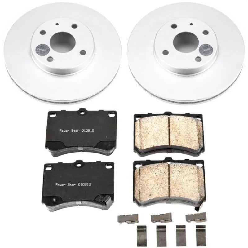 Power Stop Front Z17 Geomet Coated Brake Kit fits 1991-2000 Ford Escort / 1998-2003 Ford Escort ZX2 / 1992-1995 Mazda MX-3...