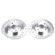 Load image into Gallery viewer, Power Stop Rear Drilled &amp; Slotted Rotors Pair fits 1991-2000 Ford Escort / 1998-2003 Ford Escort ZX2 / 1992-1995 Mazda MX-...