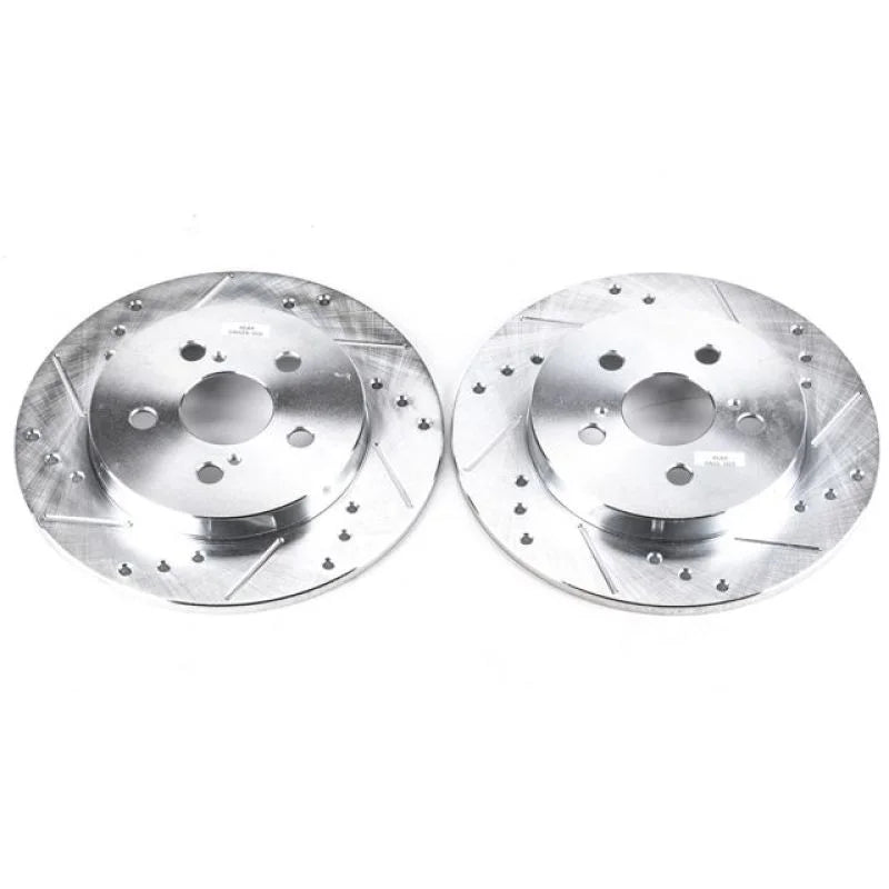 Power Stop Rear Drilled & Slotted Rotors Pair fits 2011-2013 Lexus CT200H / 2009 2010 Pontiac Vibe / 2016 2017 Toyota Coro...