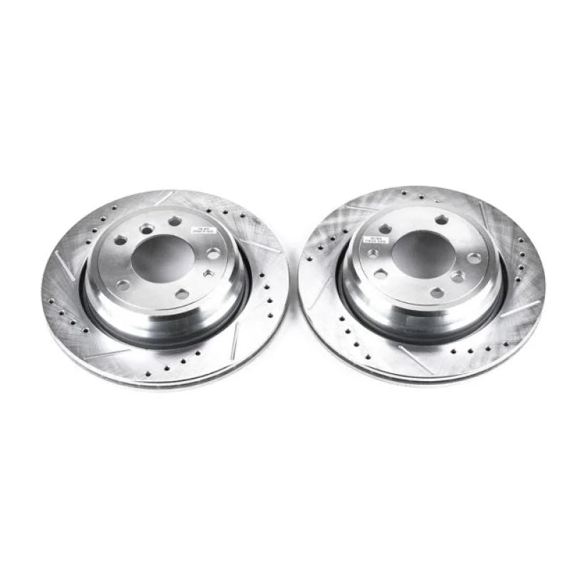 Power Stop Rear Evolution Drilled & Slotted Rotors - Pair fits 1994-1995 BMW 540I / 1991-1993 BMW M5 - Main Product View