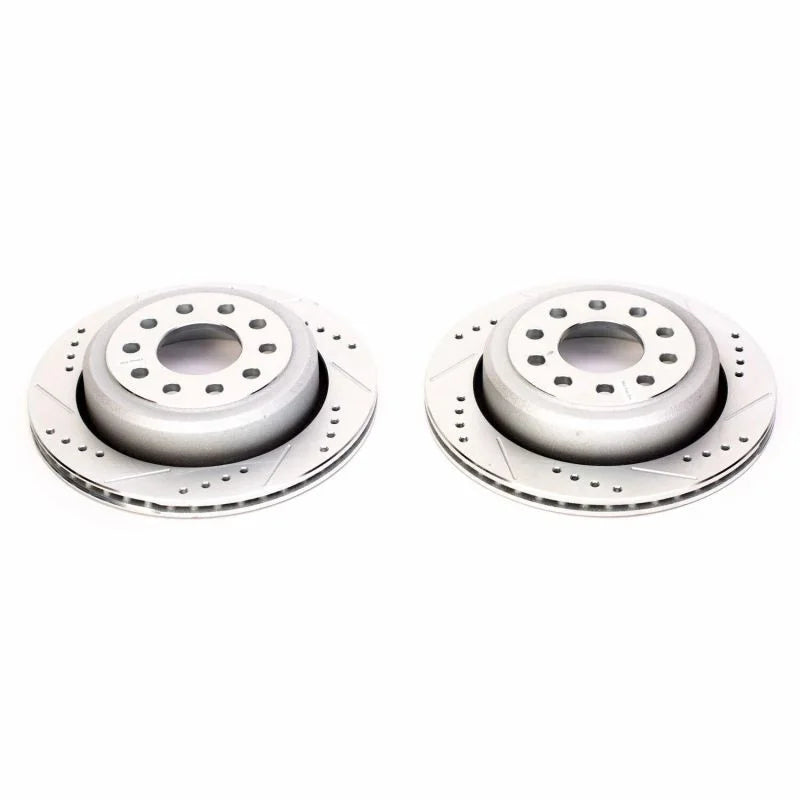 Power Stop Rear Evolution Drilled & Slotted Rotors - Pair fits 2003-2011 Lincoln Town Car - Main Product View