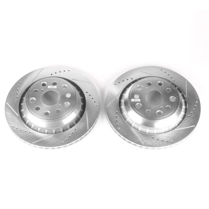 Power Stop Rear Evolution Drilled & Slotted Rotors - Pair fits 2007-2017 Lexus LS460 / LS600H - Main Product View