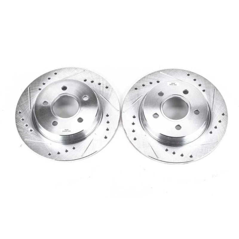 Power Stop Rear Evolution Drilled & Slotted Rotors - Pair fits 2012-2018 Ford Focus - Main Product View