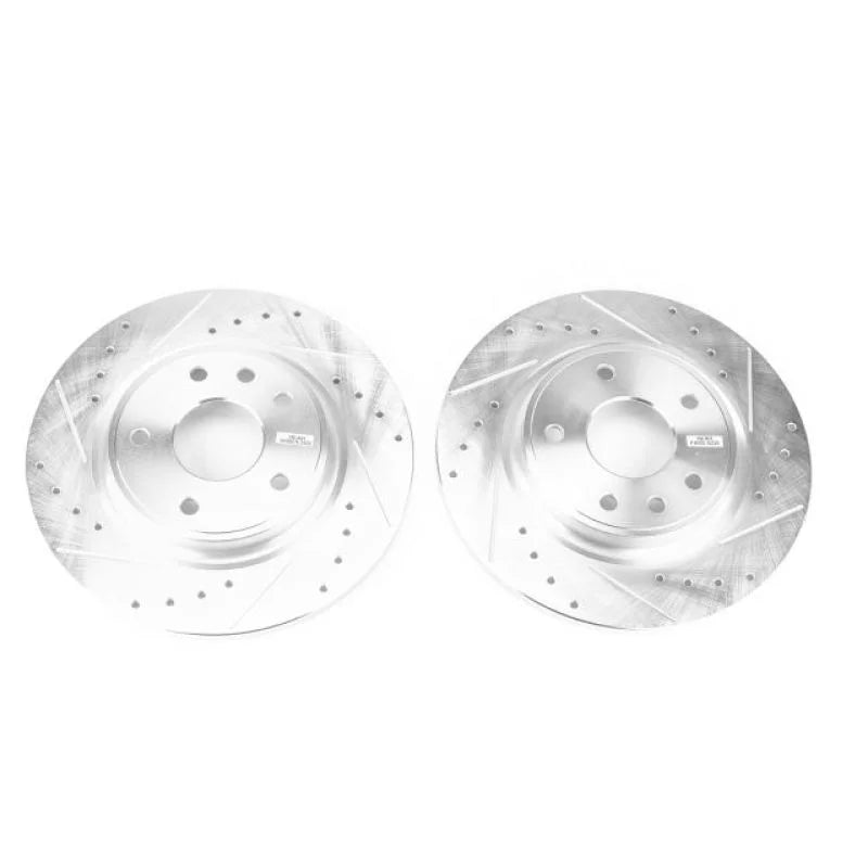 Power Stop Rear Evolution Drilled & Slotted Rotors - Pair fits 2017-2025 Chrysler Pacifica / Voyager - Side View
