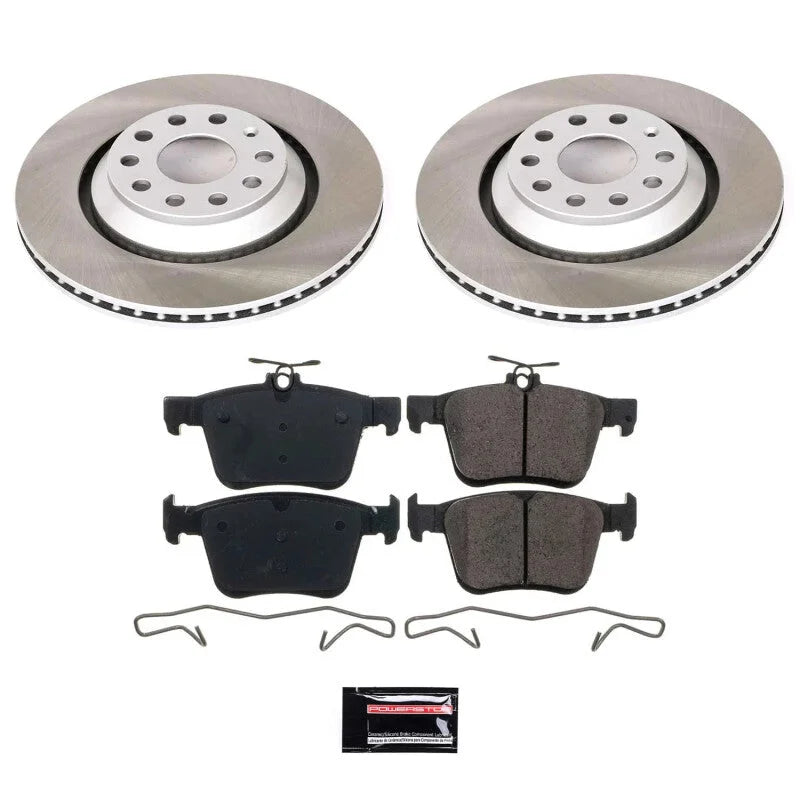 Power Stop Rear Semi-Coated Rotor Kit fits 2019 2020 Audi A3 Quattro / 2019-2025 Audi Q3 / 2017-2020 Audi RS3 / 2015-2020 ...
