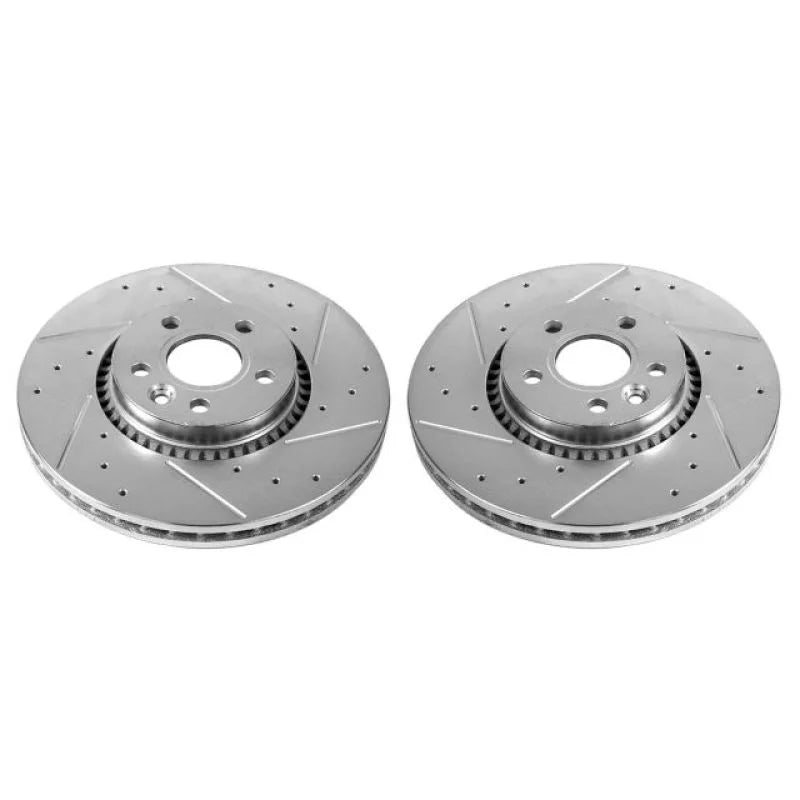 PowerStop Drilled & Slotted Front Rotors Pair fits 2008 2011-2015 land Rover LR2 / 2008-2015 land Rover LR2 Hse / 2017 201...