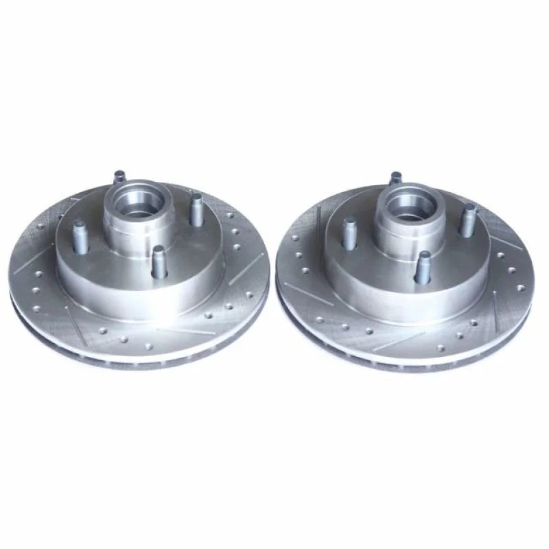 PowerStop Drilled & Slotted Rotors Front Pair fits 1974-1978 Ford Mustang II / 1974-1980 Ford Pinto / 1975 Bobcat / 1976 B...